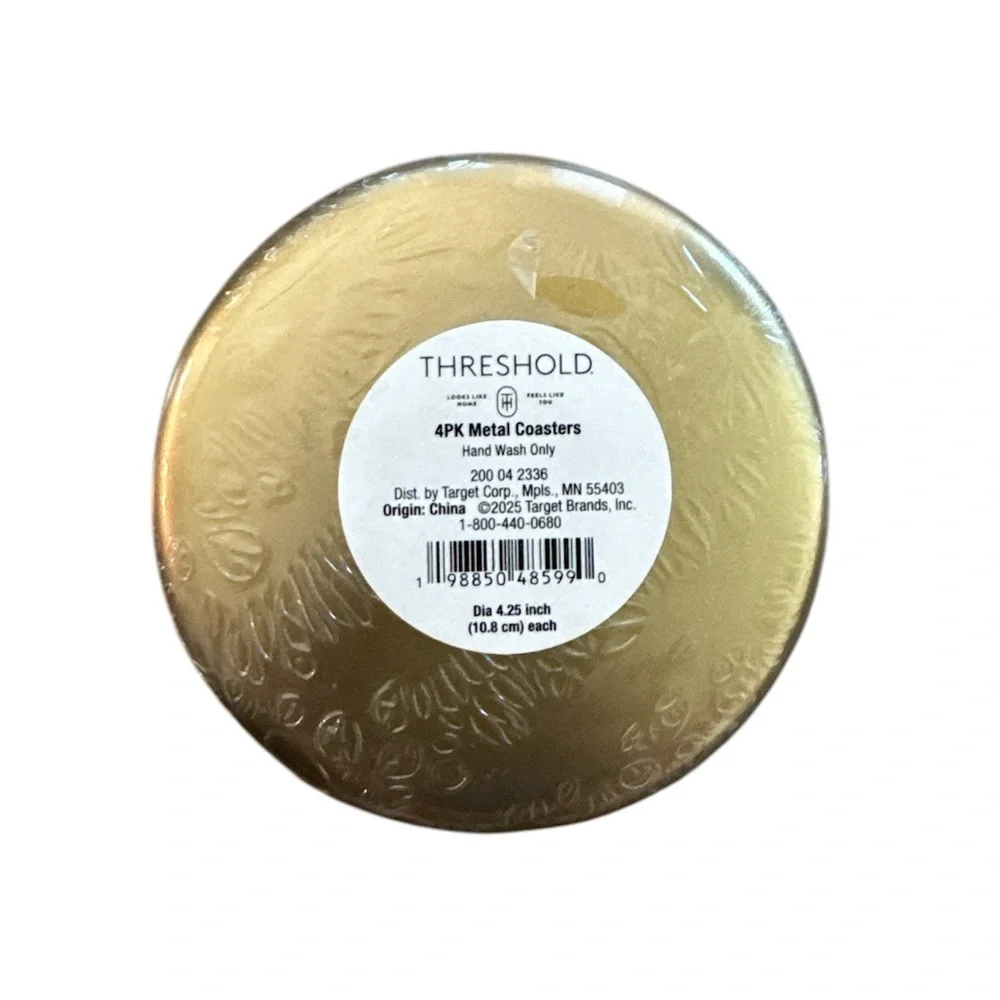 Target Threshold Metal Coasters Gold Embossed Skull 4 Pack New In Packaging